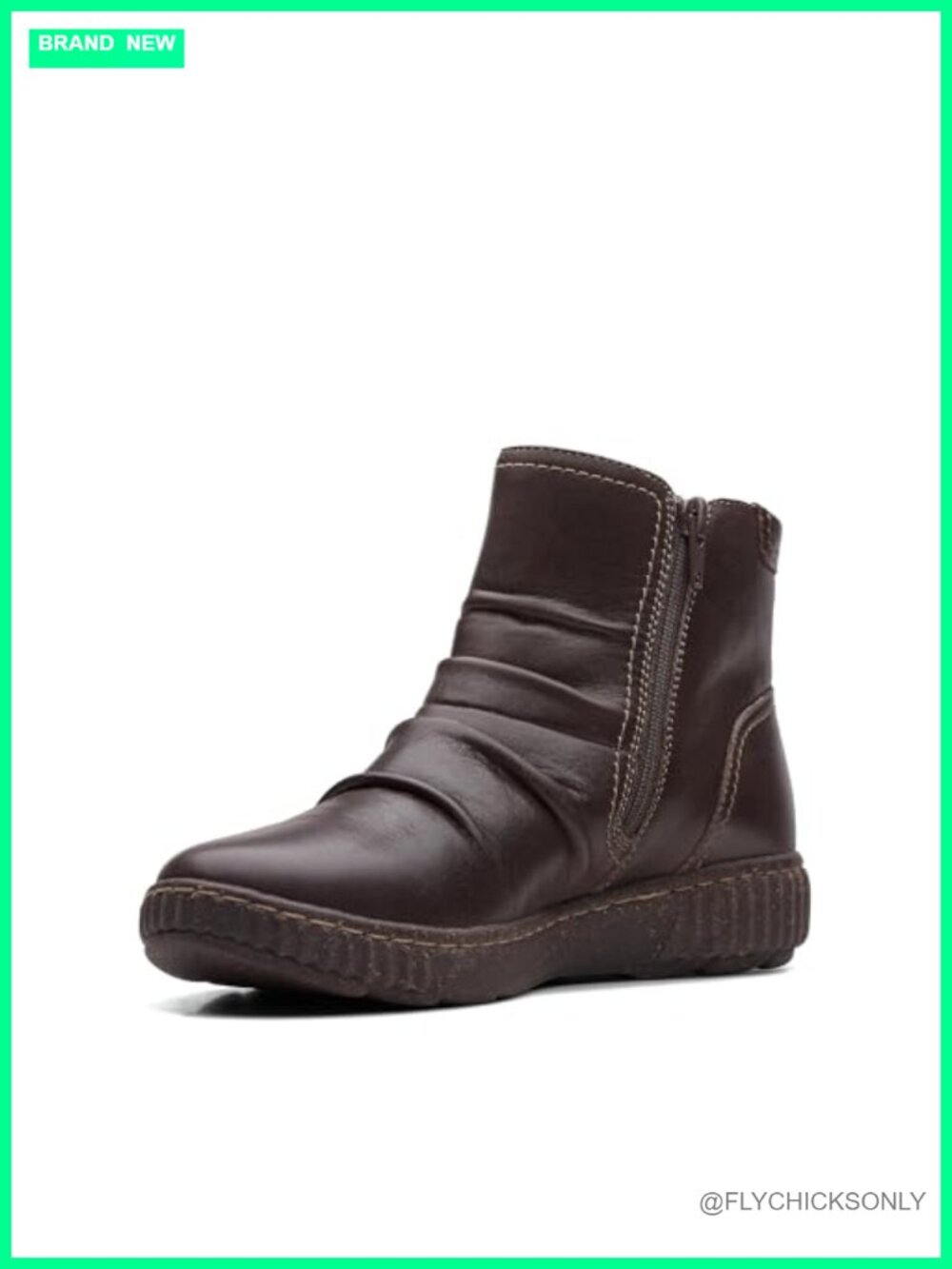Clarks Caroline Orchid Ankle Bootie Leather Comfort Zip